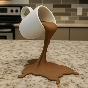 Floating Spilling Coffee Cup | 3D Printed Illusion