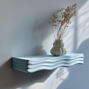 3D Printed Organic Wave Wall Shelf