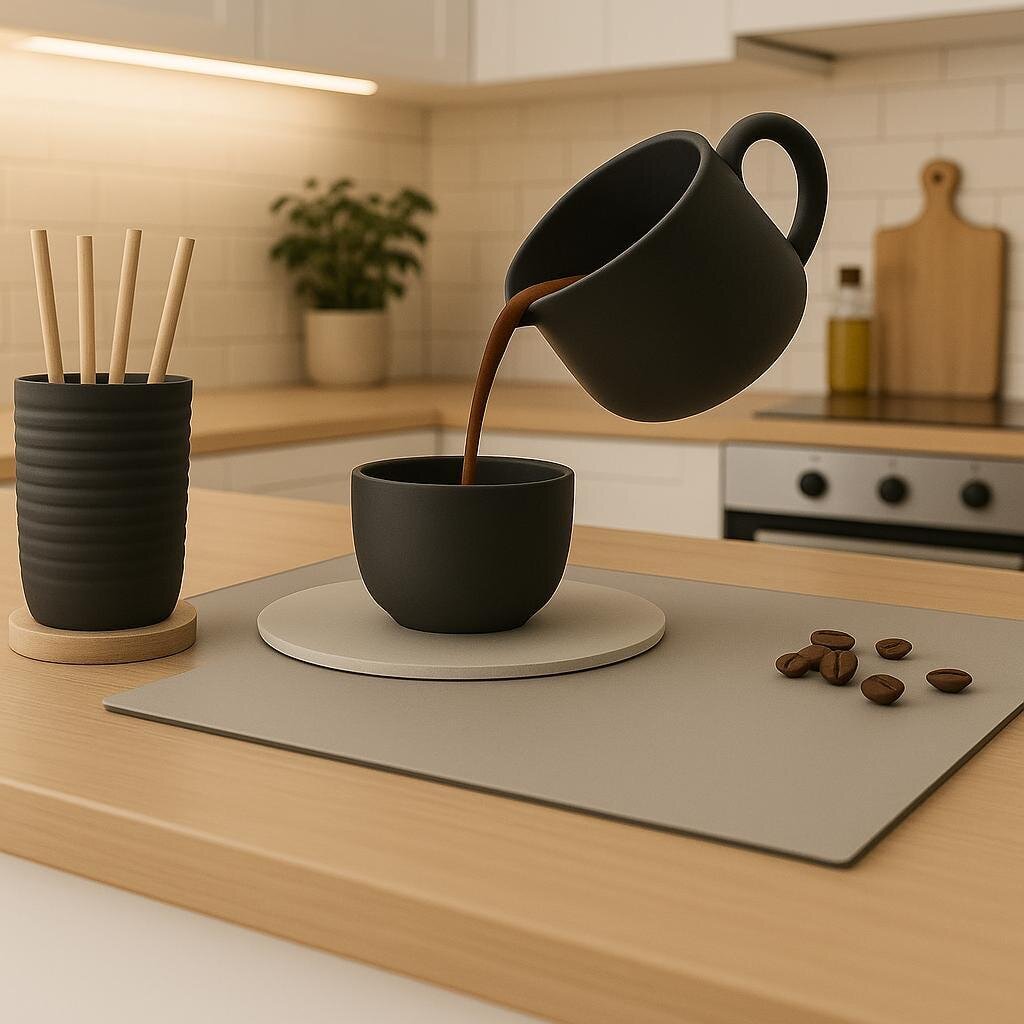 Floating Coffee Pour Sculpture | 3D Printed Illusion
