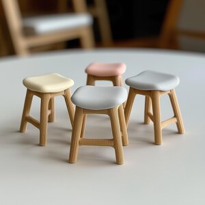 3D Printed 1:12 Dollhouse Stool Set of 4