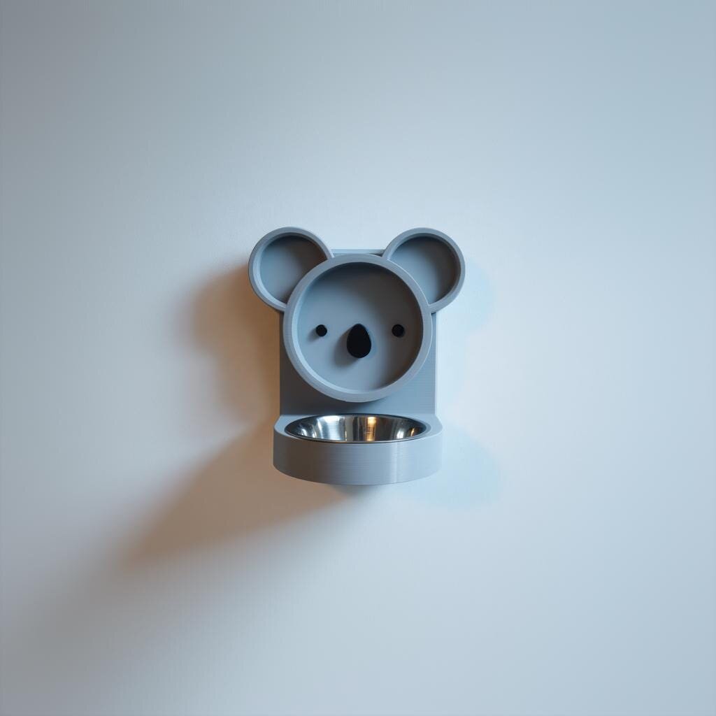 3D Printed Koala Wall Pet Bowl Holder | Elevated Feeder
