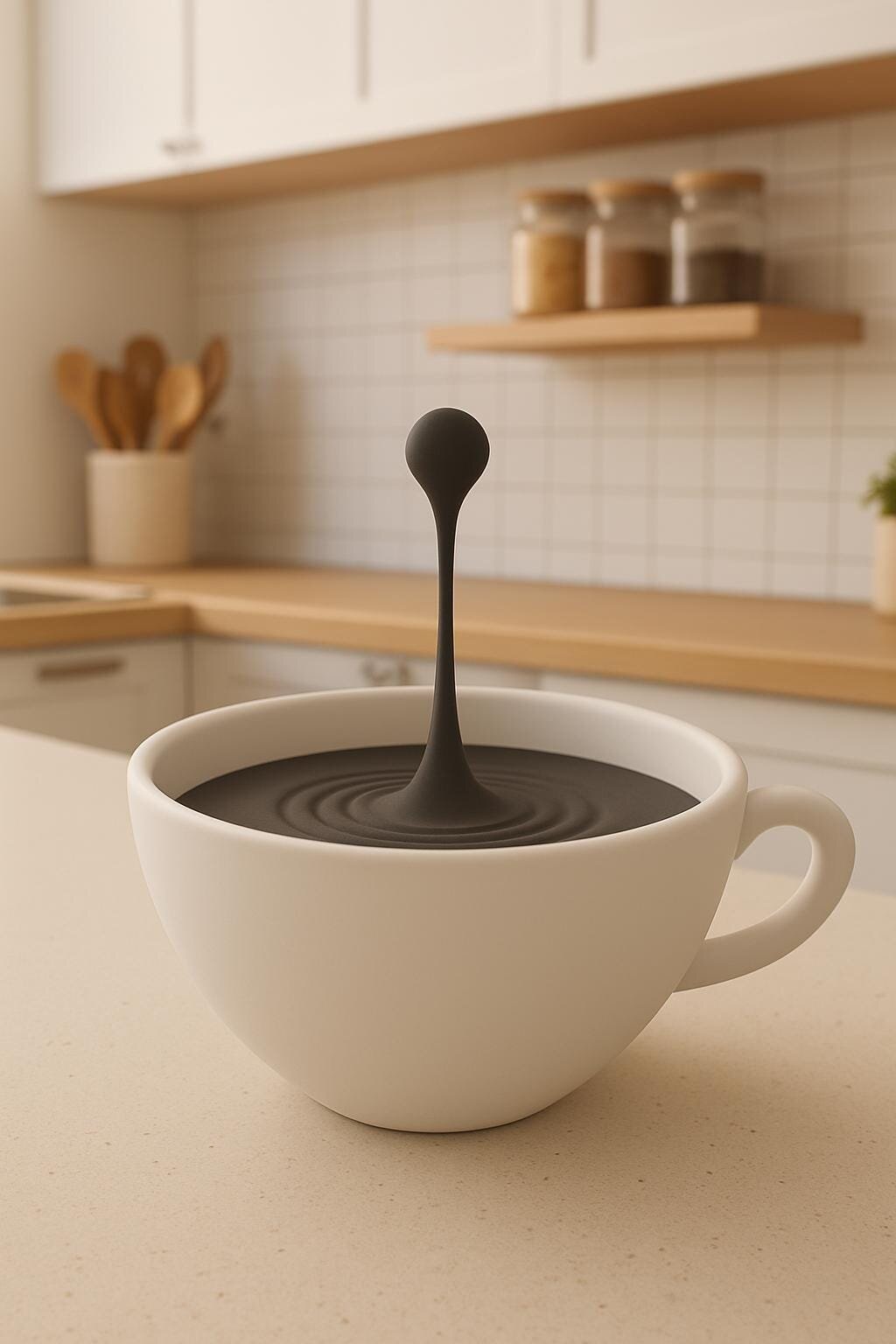 Floating Coffee Drop Sculpture | 3D Printed Illusion