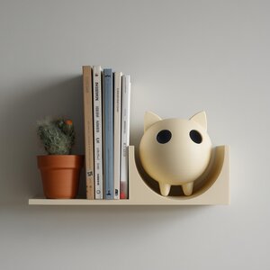 3D Printed Cat Bookend Wall Shelf