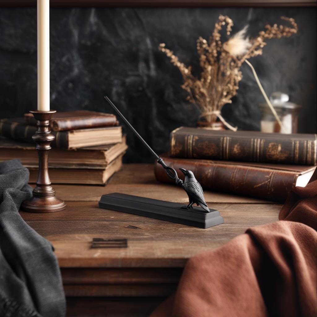 3D Printed Raven Magic Wand with Stand | Fantasy Cosplay Prop