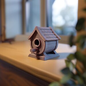 3D Printed Rustic Birdhouse Decor | Indoor Shelf Accent