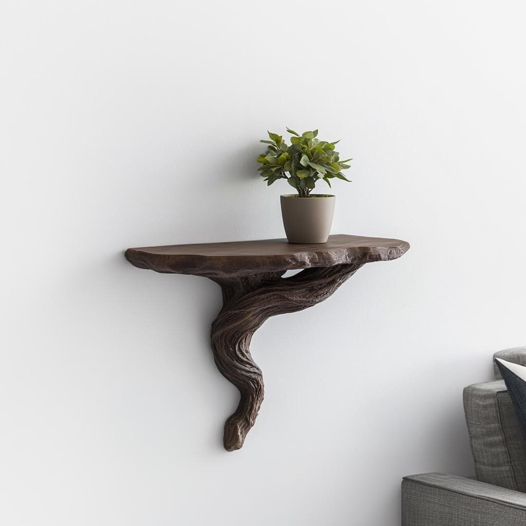 3D Printed Twisted Root Wall Shelf