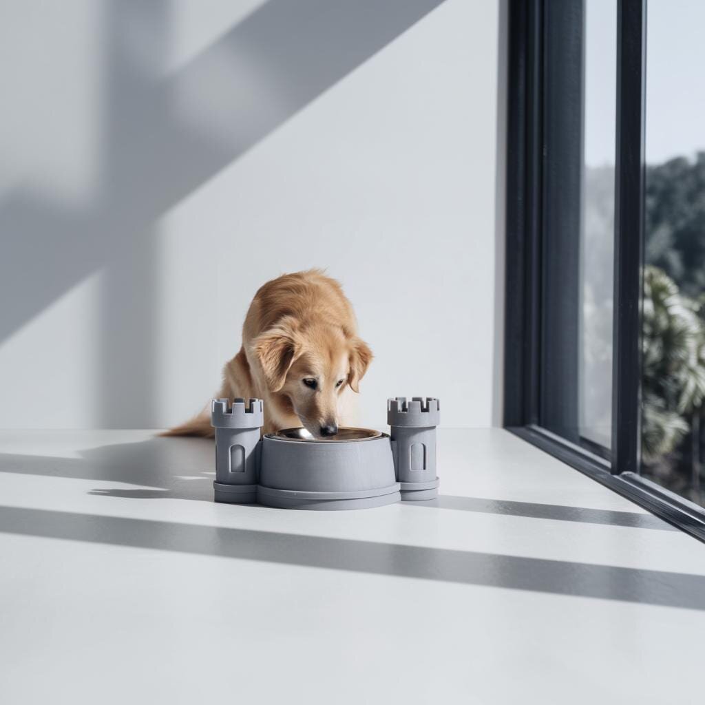 3D Printed Castle Pet Bowl Holder Stand