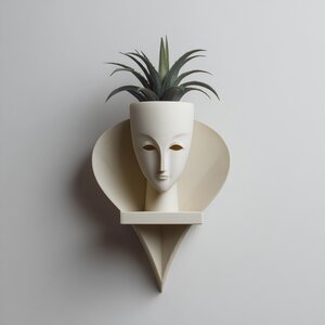 3D Printed Calm Face Wall Planter Shelf