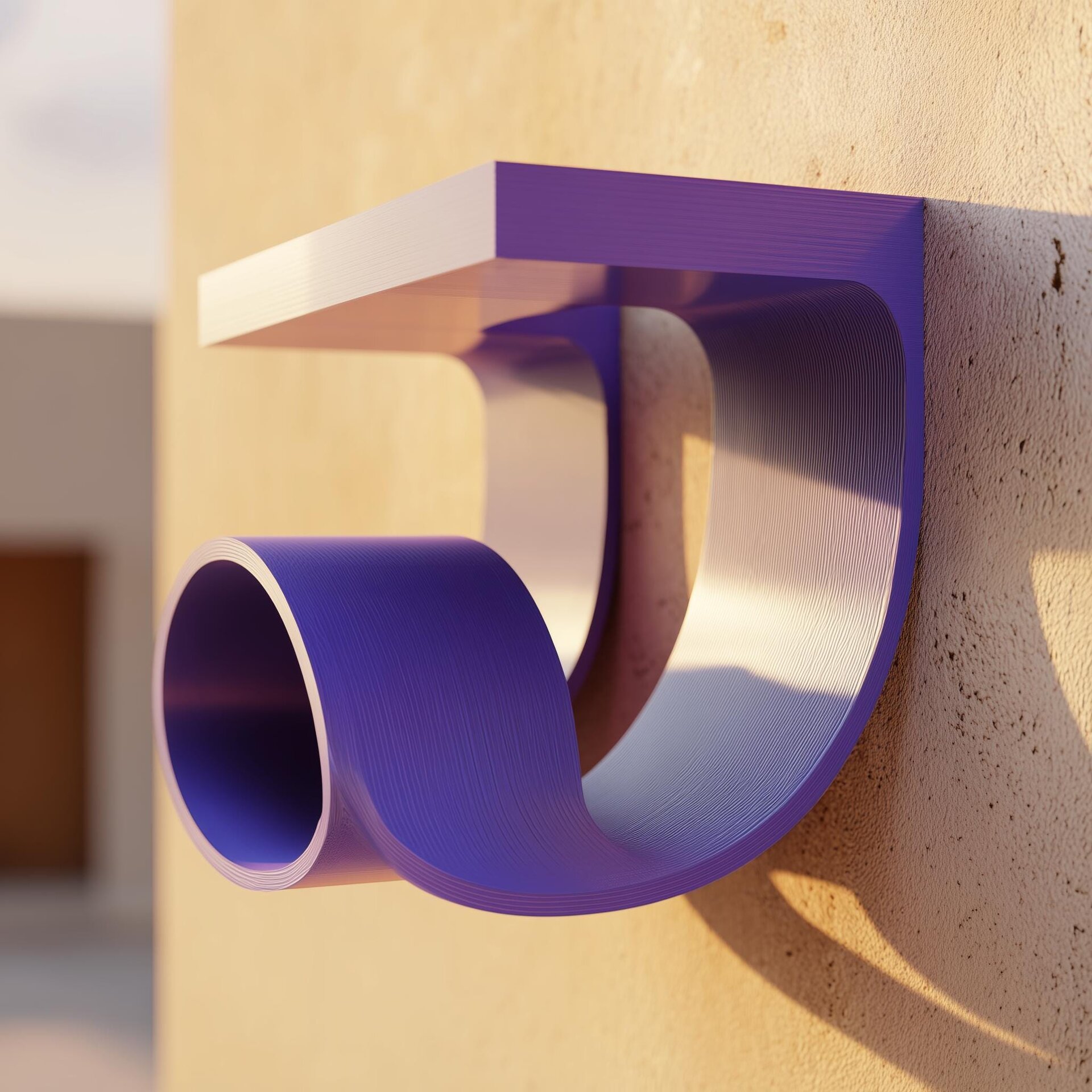 3D Printed Modern Loop Wall Shelf | Rounded Display Ledge