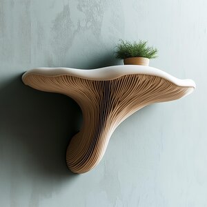 3D Printed Gilled Fungi Wall Shelf | Sculptural Floating Ledge