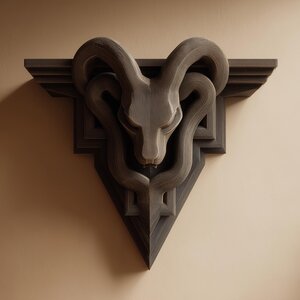 3D Printed Gothic Ram Head Wall Shelf